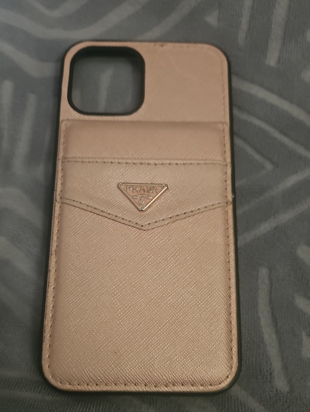 Prada Blush Pink Saffiano Leather Card Pocket iPhone Case